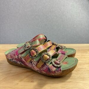 L'Artiste Blessings Sandals US 8.5 Multicolor Butterfly Print Slip On Comfort